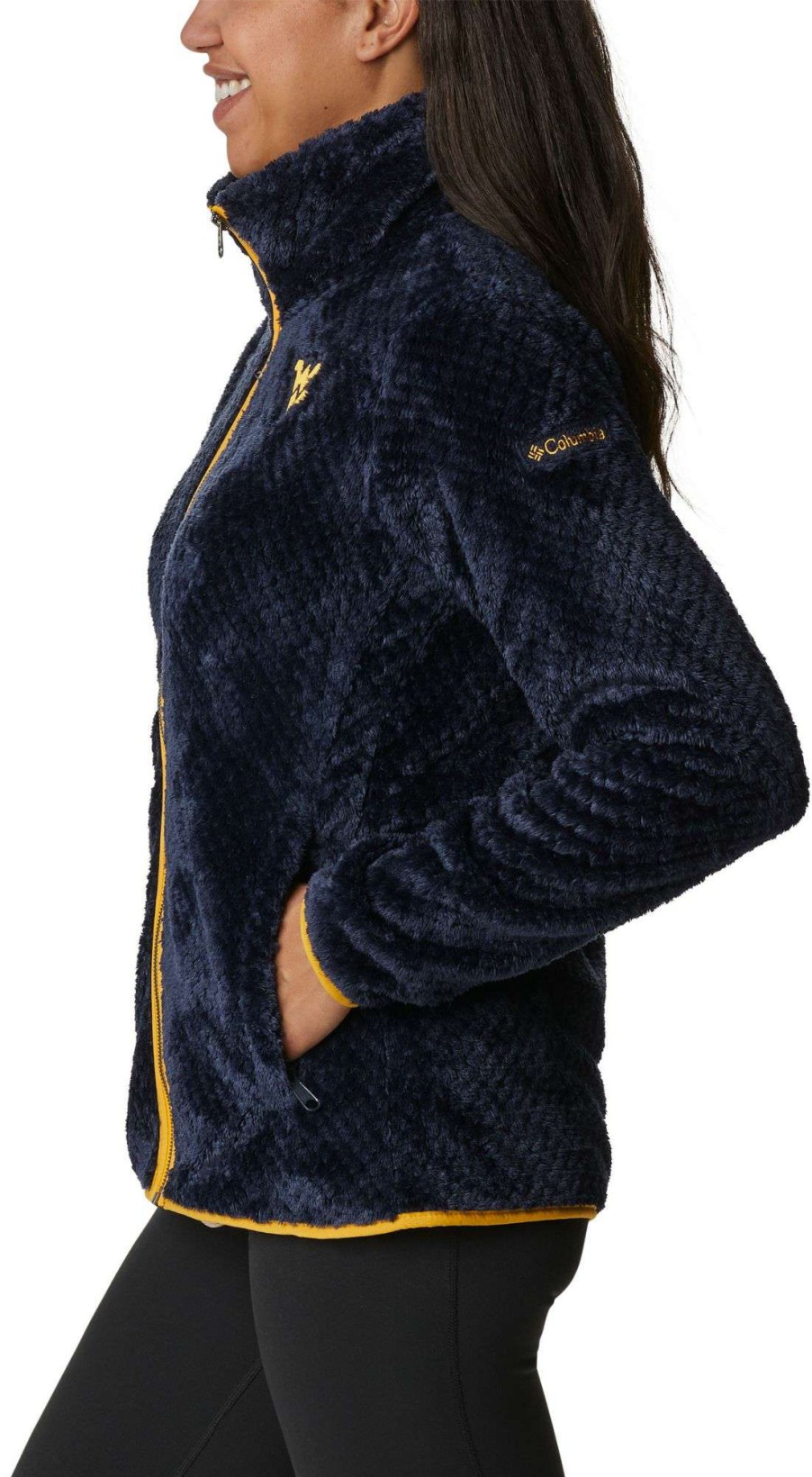 Jackets * | Columbia Women'S West Virginia Mountaineers Blue Fire Side Sherpa Full-Zip Jacket