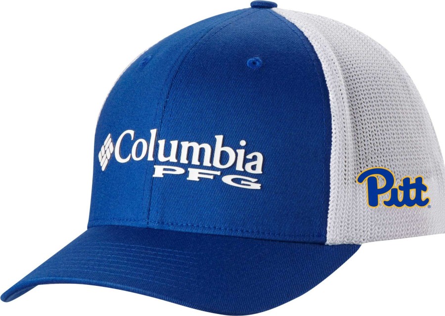 Hats * | Columbia Men'S Pitt Panthers Blue Pfg Mesh Adjustable Hat