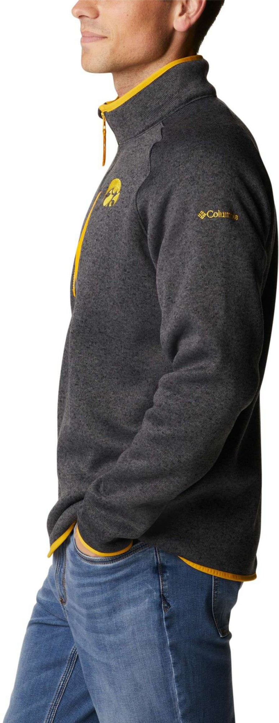 Jackets * | Columbia Men'S Iowa Hawkeyes Black Canyon Point Half-Zip Pullover Fleece Jacket