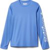 Shirts * | Columbia Youth Terminal Tackle Heather Long Sleeve Shirt For Boys' Blue Macaw Hthr/Whte Logo