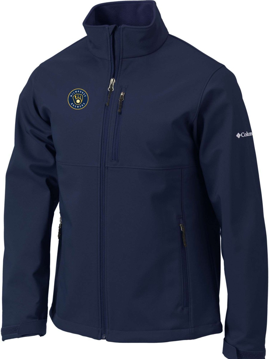 Jackets * | Columbia Men'S Milwaukee Brewers Navy Ascender Full-Zip Jacket