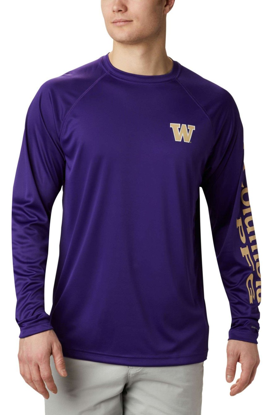 Shirts * | Columbia Men'S Washington Huskies Purple Terminal Tackle Long Sleeve T-Shirt