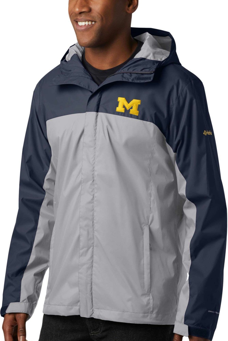 Jackets * | Columbia Men'S Michigan Wolverines Blue/Grey Glennaker Storm Jacket