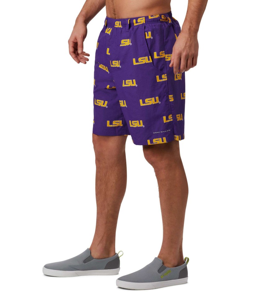 Shorts * | Columbia Men'S Lsu Tigers Purple Backcast Performance Shorts