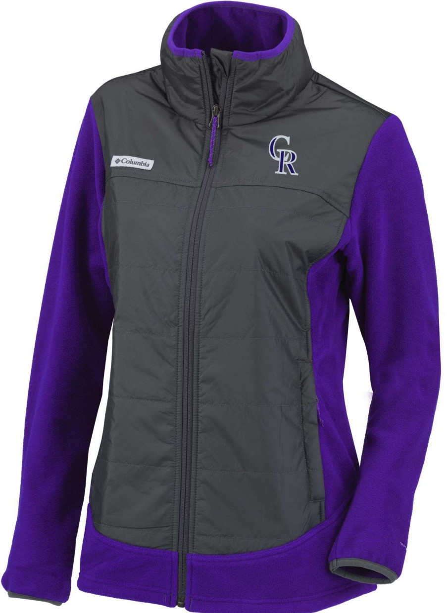 Jackets * | Columbia Women'S Colorado Rockies Purple Full-Zip Fleece Jacket