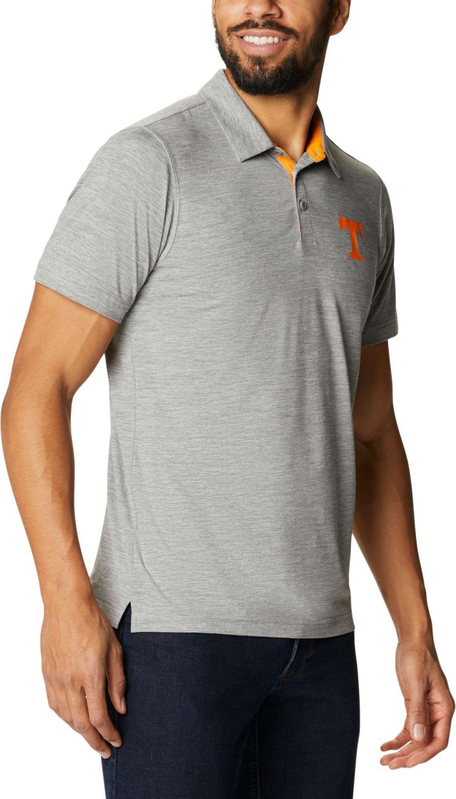 Shirts * | Columbia Men'S Tennessee Volunteers Grey Tech Trail Polo