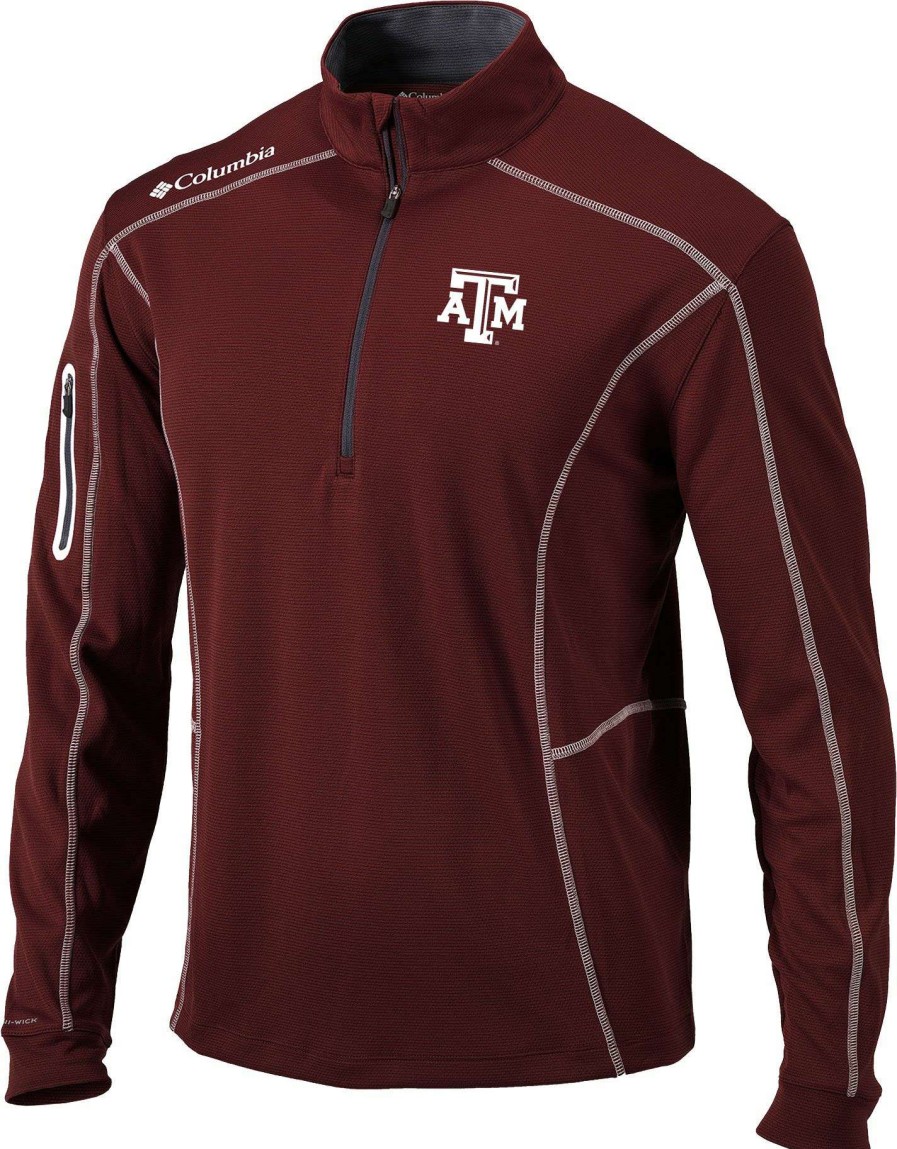 Shirts * | Columbia Men'S Texas A&M Aggies Maroon Shotgun Quarter-Zip Shirt