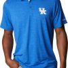 Shirts * | Columbia Men'S Kentucky Wildcats Blue Tech Trail Polo