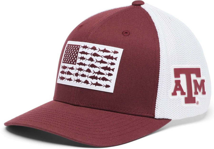 Hats * | Columbia Men'S Texas A&M Aggies Maroon Pfg Flag Mesh Fitted Hat