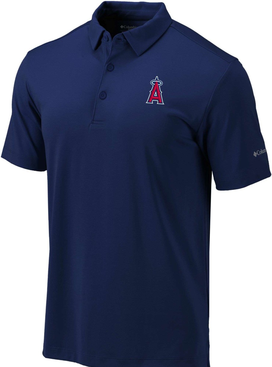 Shirts * | Columbia Men'S Los Angeles Angels Navy Drive Performance Polo