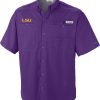 Shirts * | Columbia Men'S Lsu Tigers Purple Tamiami Performance Shirt