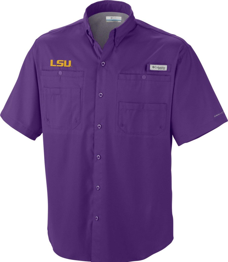 Shirts * | Columbia Men'S Lsu Tigers Purple Tamiami Performance Shirt