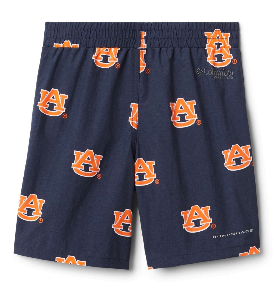 Shorts * | Columbia Youth Auburn Tigers Backcast Printed Performance Blue Shorts For Boys'