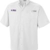 Shirts * | Columbia Men'S Lsu Tigers White Tamiami Performance Shirt