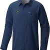 Shirts * | Columbia Men'S Milwaukee Brewers Navy Slack Tide Long Sleeve T-Shirt