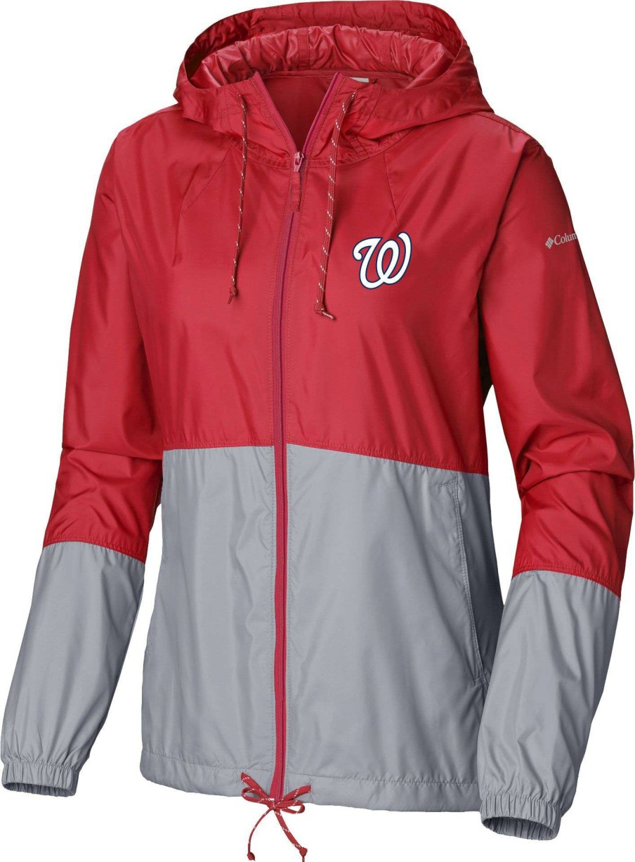 Jackets * | Columbia Women'S Washington Nationals Red Flash Forward Windbreaker