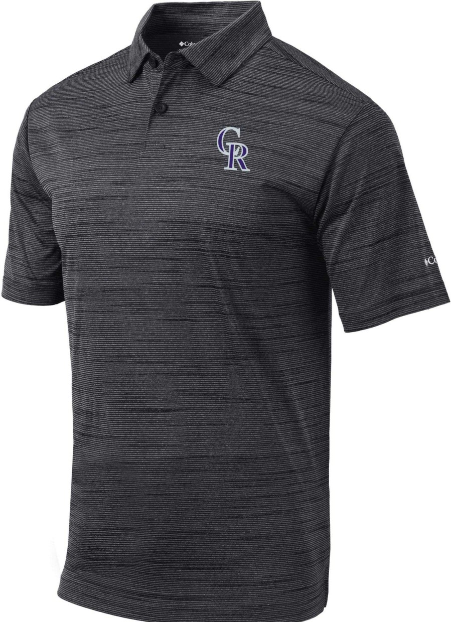 Shirts * | Columbia Men'S Colorado Rockies Black Omni-Wick Set Performance Polo