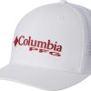 Hats * | Columbia Men'S Alabama Crimson Tide Pfg Mesh Fitted White Hat