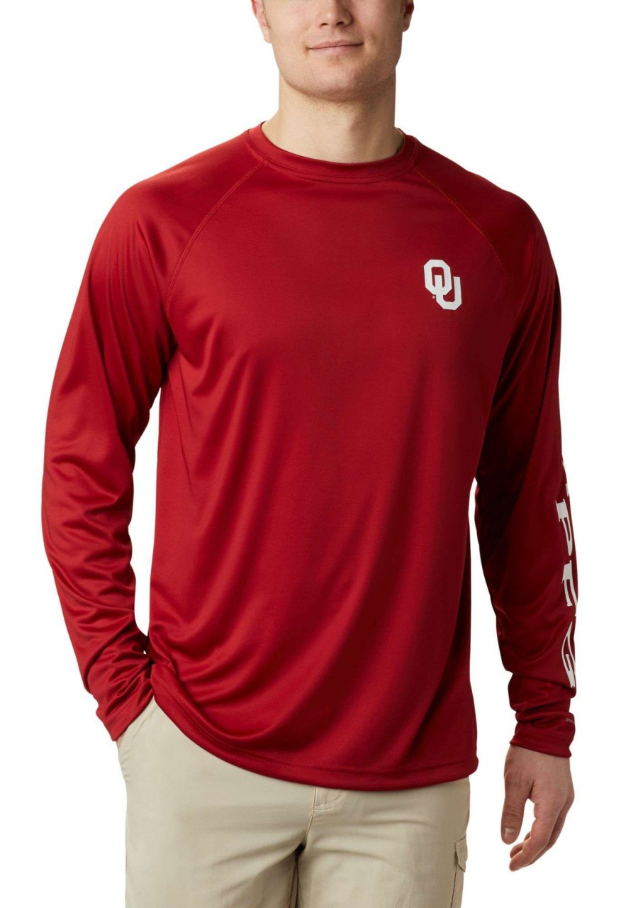 Shirts * | Columbia Men'S Oklahoma Sooners Crimson Terminal Tackle Long Sleeve T-Shirt