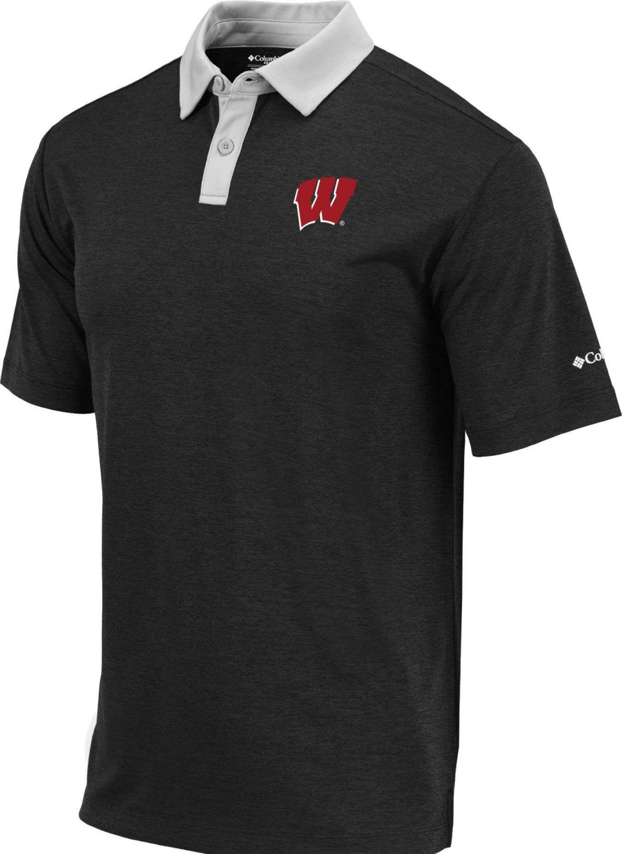 Shirts * | Columbia Men'S Wisconsin Badgers Omni-Wick Range Performance Black Polo