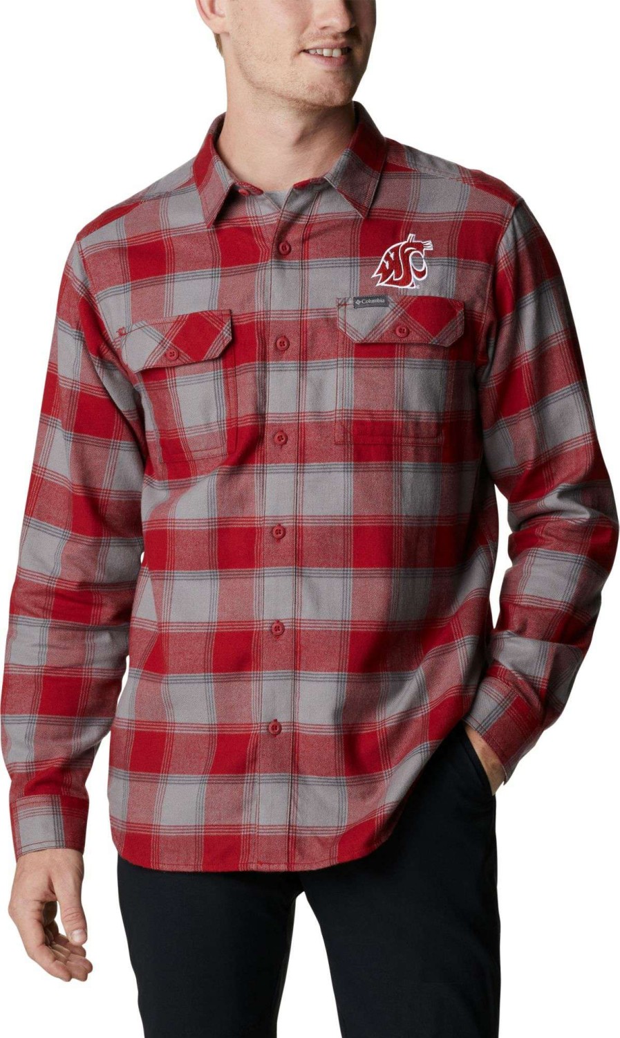 Shirts * | Columbia Men'S Washington Huskies Purple Plaid Flare Gun Flannel Button Down Long Sleeve Shirt