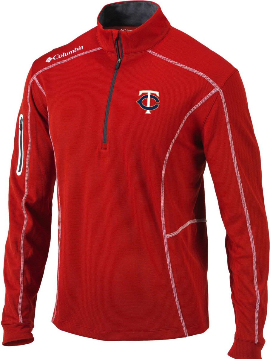 Jackets * | Columbia Men'S Minnesota Twins Red Shotgun Quarter-Zip Shirt