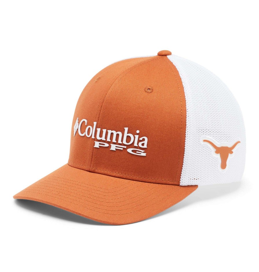 Hats * | Columbia Men'S Texas Longhorns Green Pfg Mesh Fitted Hat