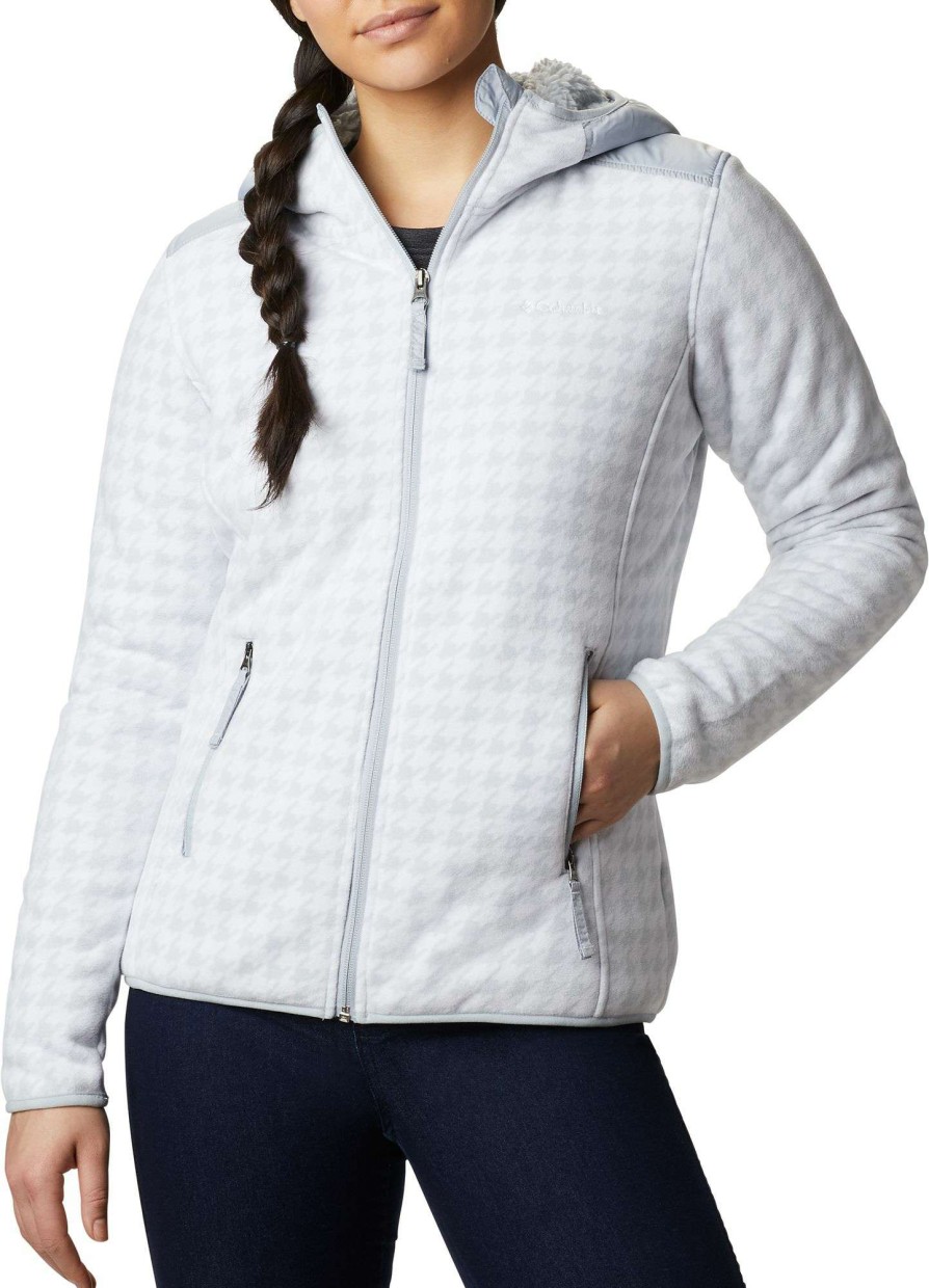 Jackets * | Columbia Women'S Winter Pass Print Fleece Full Zip Hooded Jacket Cirrus Grey/Small Houndst