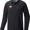 Shirts * | Columbia Men'S Cincinnati Reds Black Slack Tide Long Sleeve T-Shirt