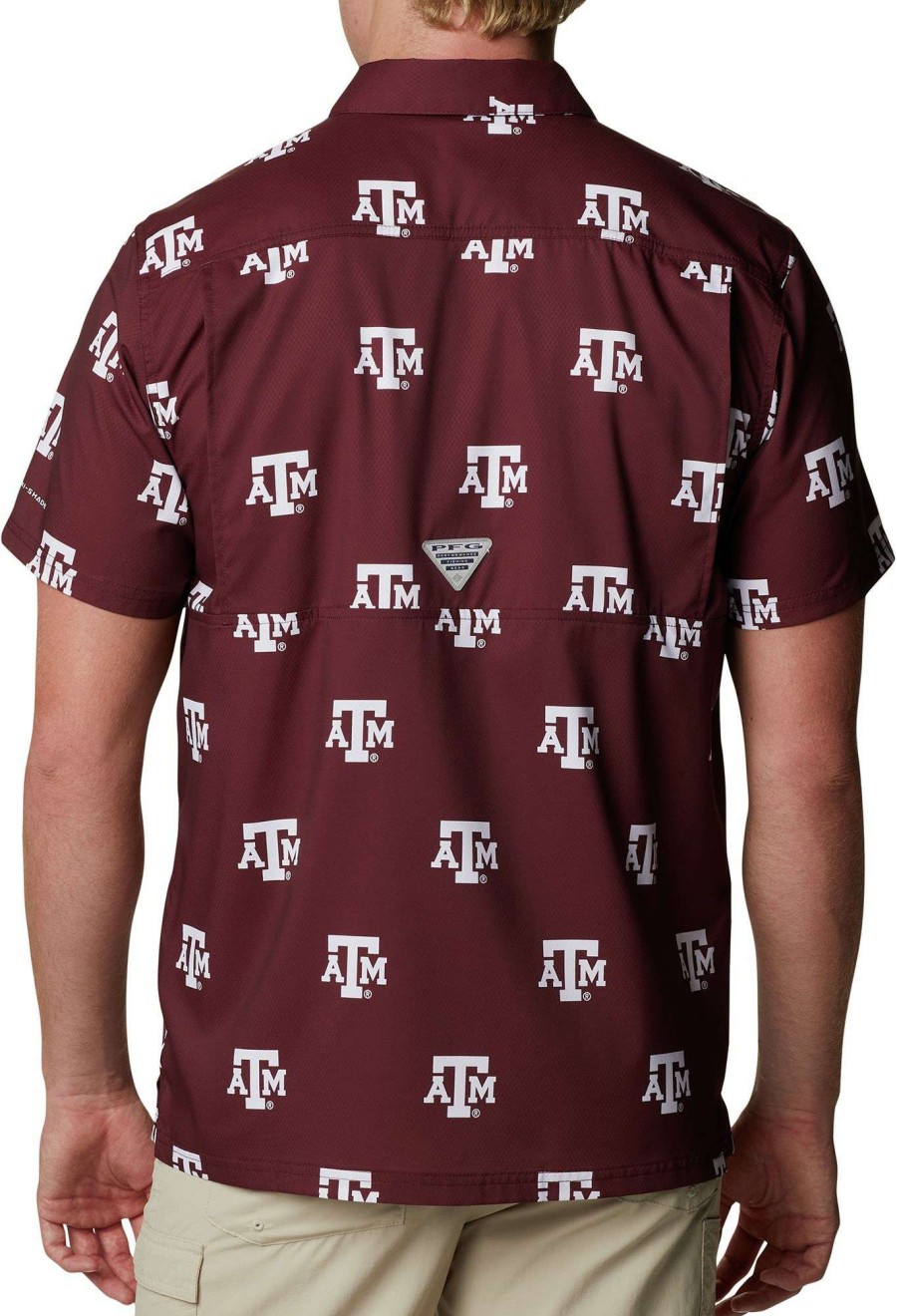 Shirts * | Columbia Men'S Texas A&M Aggies Maroon Clg Super Slack Tide Short Sleeve Shirt