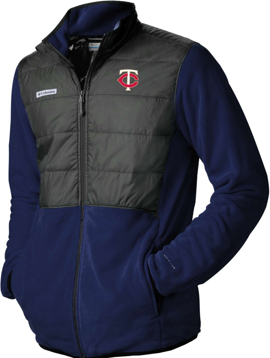 Jackets * | Columbia Men'S Minnesota Twins Navy Full-Zip Fleece Jacket