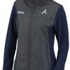 Jackets * | Columbia Women'S Atlanta Braves Navy Full-Zip Fleece Jacket