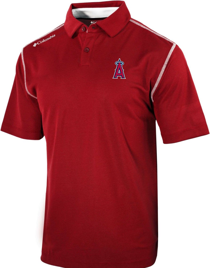 Shirts * | Columbia Men'S Los Angeles Angels Red Shotgun Polo