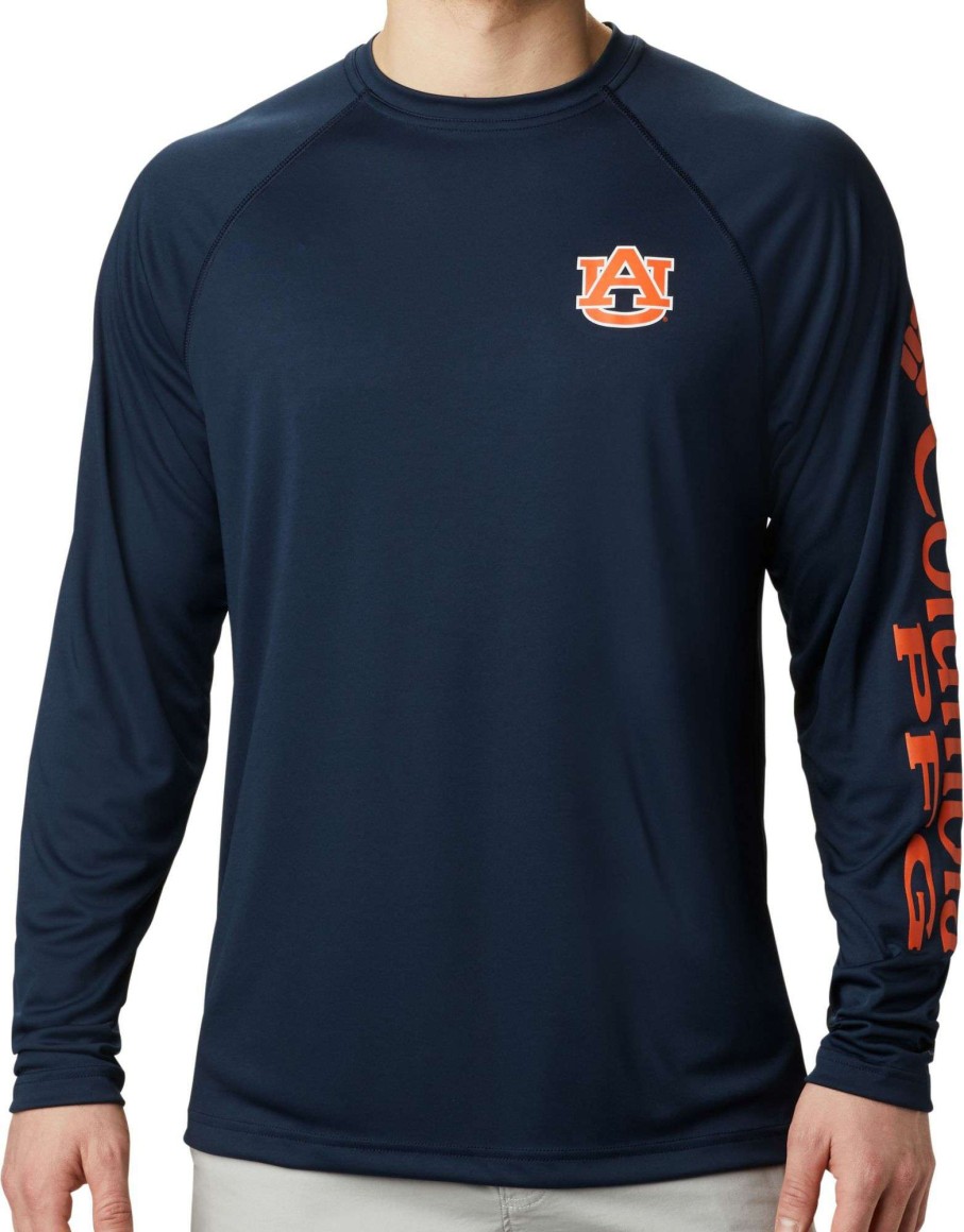 Shirts * | Columbia Men'S Auburn Tigers Blue Terminal Tackle Long Sleeve T-Shirt