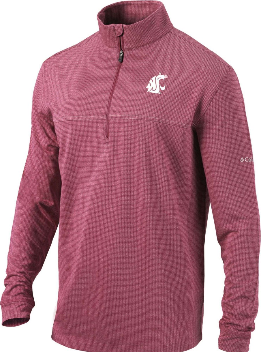 Jackets * | Columbia Men'S Washington State Cougars Crimson Omni-Wick Soar Half-Zip Pullover Shirt