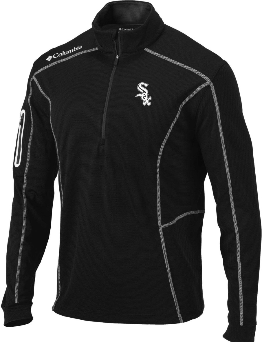 Jackets * | Columbia Men'S Chicago White Sox Black Shotgun Quarter-Zip Shirt