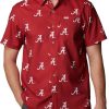 Shirts * | Columbia Men'S Alabama Crimson Tide Crimson Clg Super Slack Tide Short Sleeve Shirt