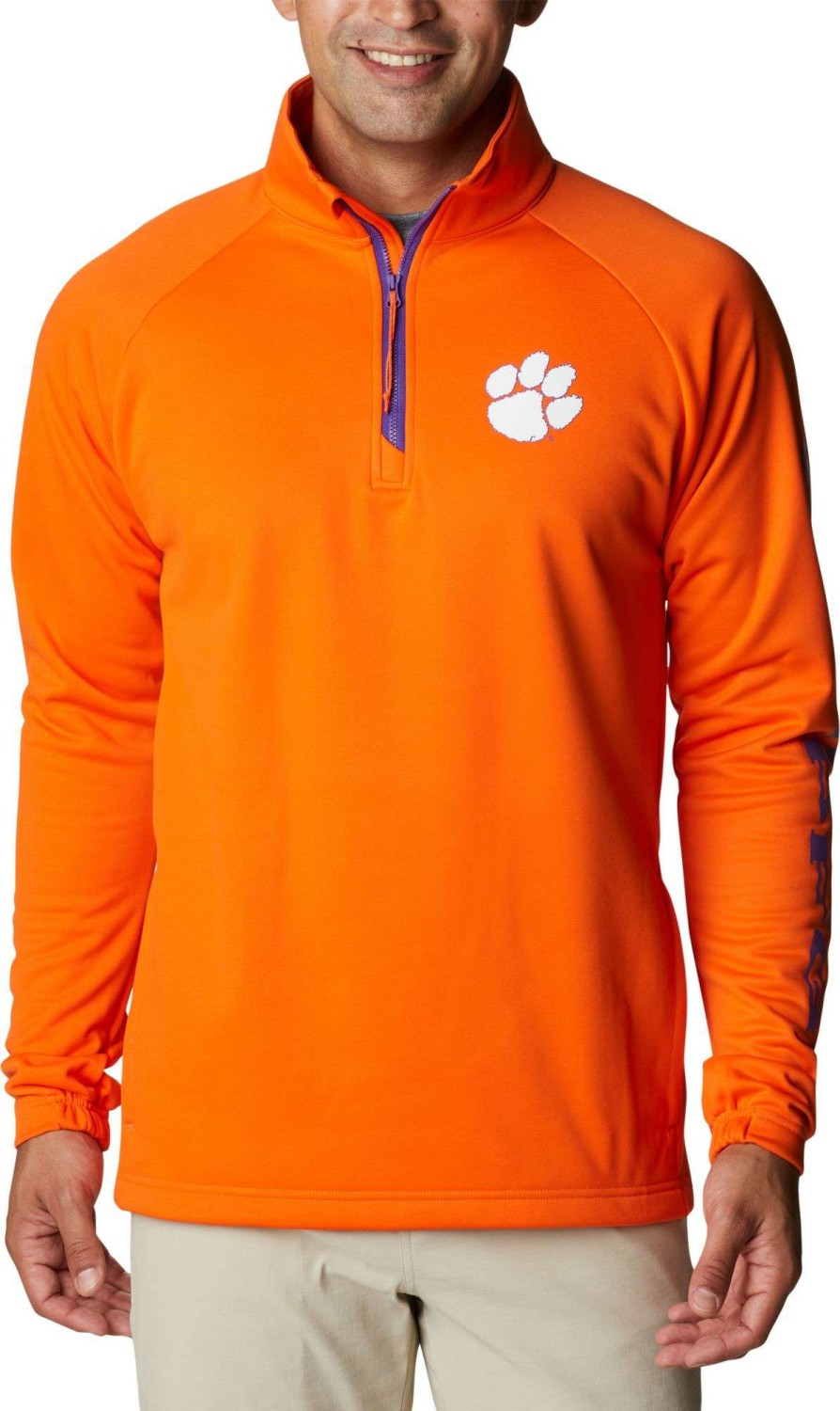 Jackets * | Columbia Men'S Clemson Tigers Orange Pfg Terminal Tackle Quarter-Zip Pullover Shirt