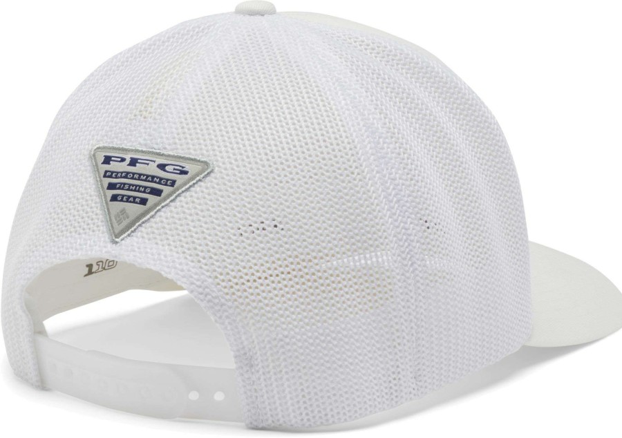 Hats * | Columbia Men'S Texas Longhorns Pfg Mesh Adjustable White Trucker Hat