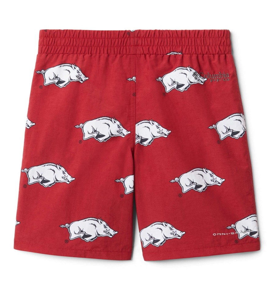 Shorts * | Columbia Youth Arkansas Razorbacks Backcast Printed Performance Cardinal Shorts For Boys'