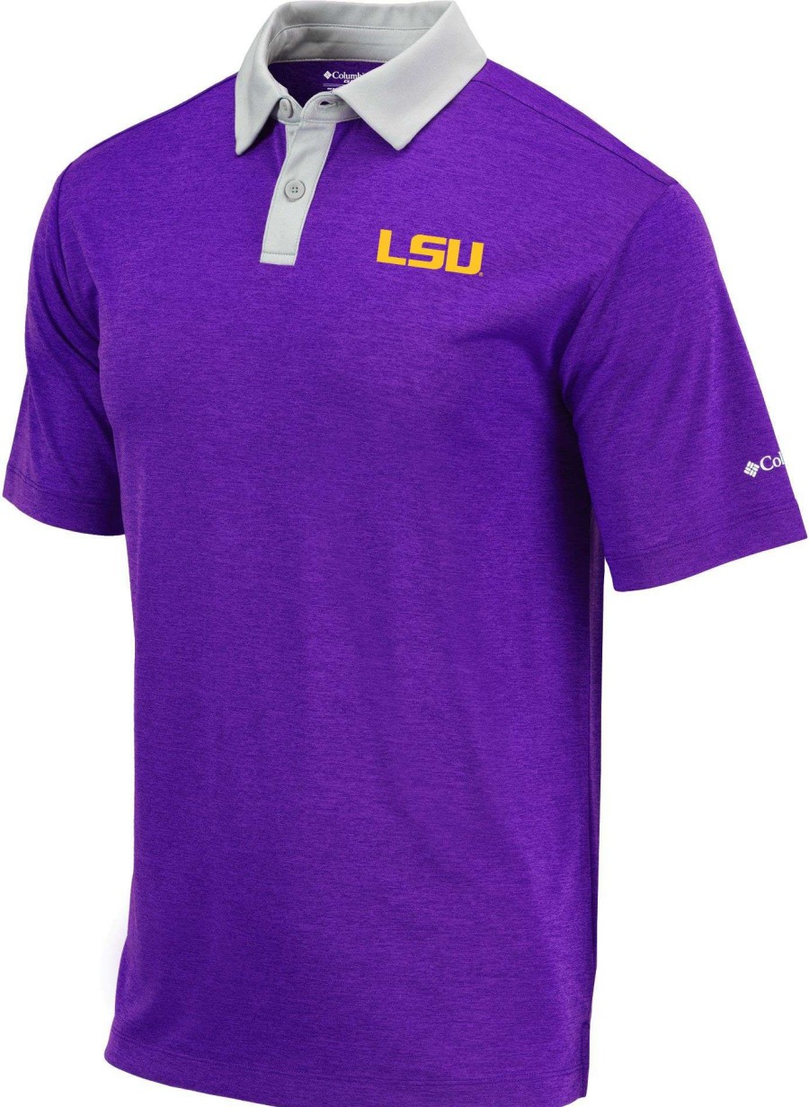 Shirts * | Columbia Men'S Lsu Tigers Purple Omni-Wick Range Performance Polo