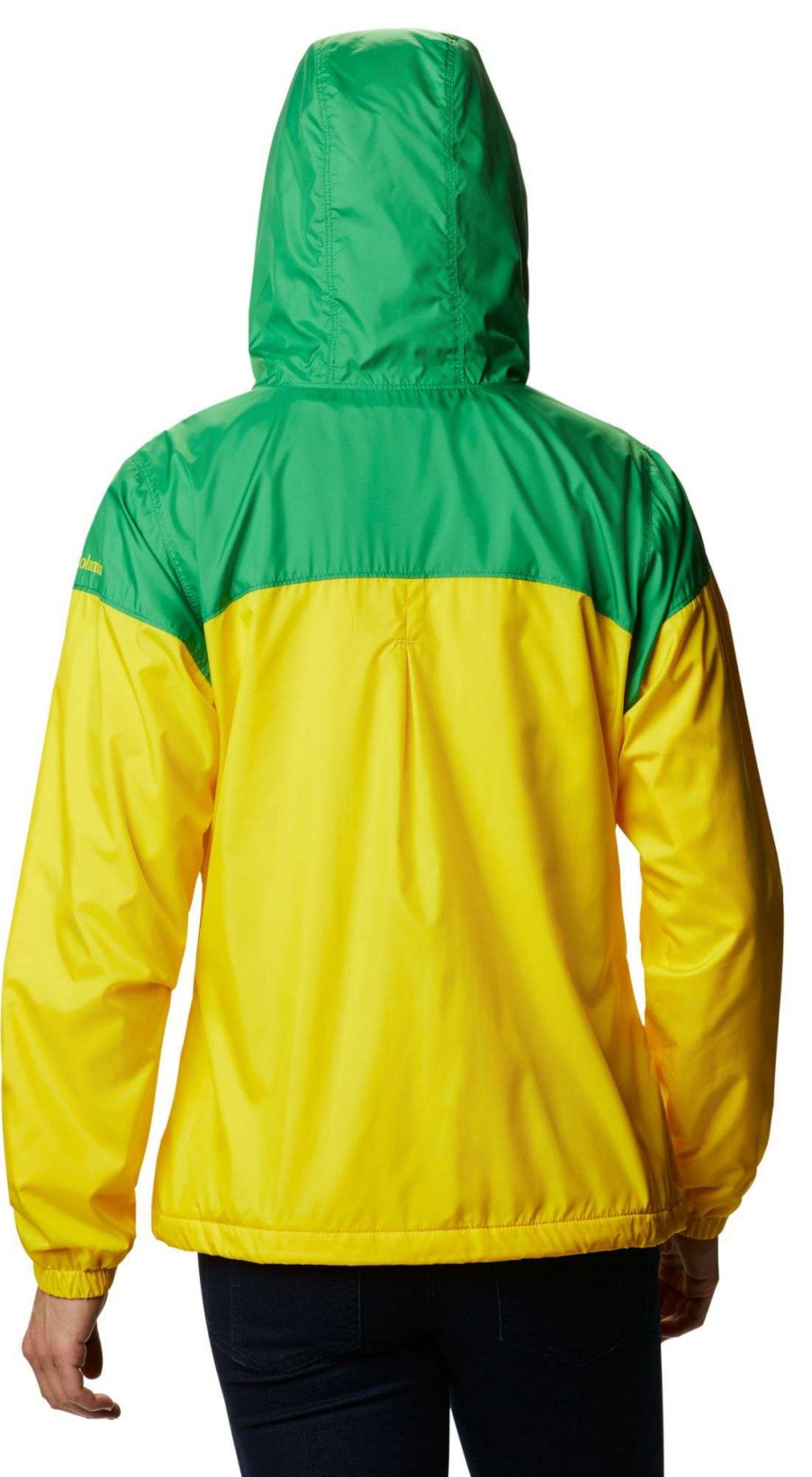 Jackets * | Columbia Women'S Oregon Ducks Green/Yellow Flash Forward Lined Jacket