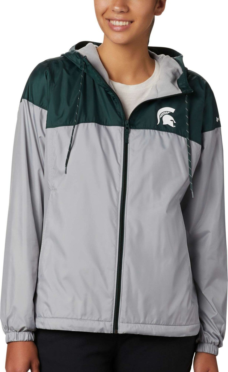 Jackets * | Columbia Women'S Michigan State Spartans Green/Grey Clg Flash Forward Lined Jacket