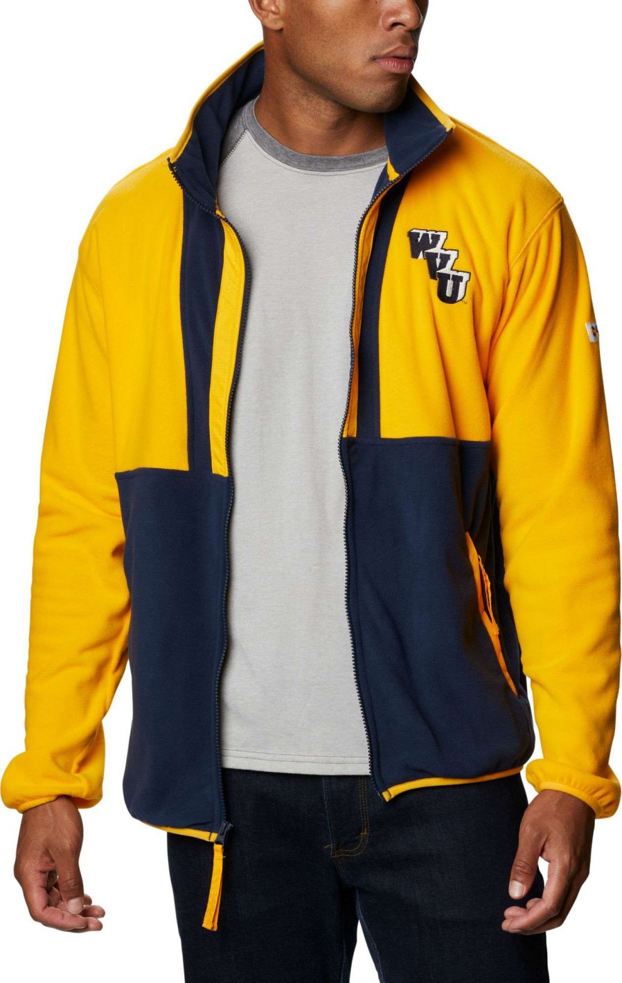 Jackets * | Columbia Men'S West Virginia Mountaineers Gold Back Bowl Full-Zip Fleece Jacket