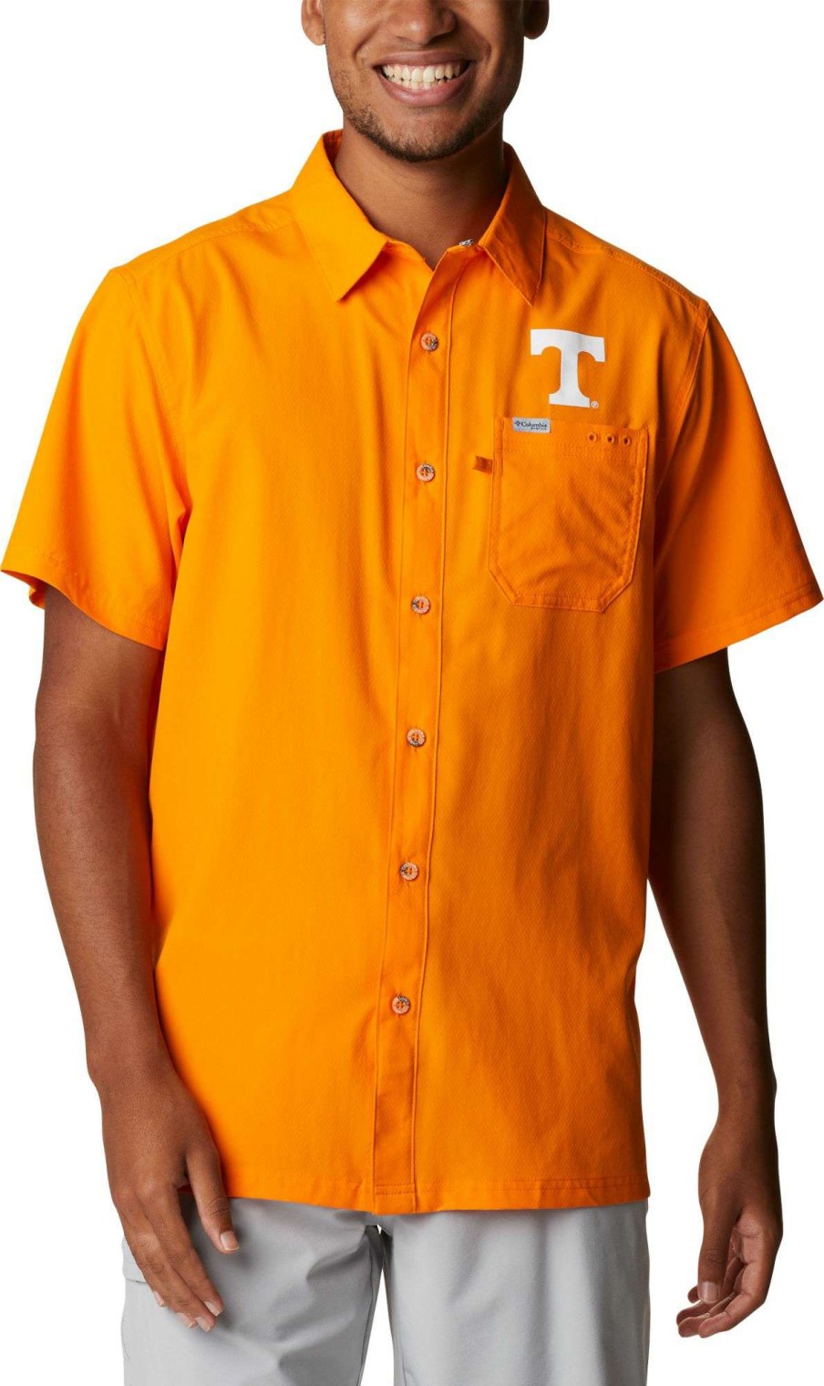 Shirts * | Columbia Men'S Tennessee Volunteers Tennessee Orange Slack Tide Button-Down Shirt