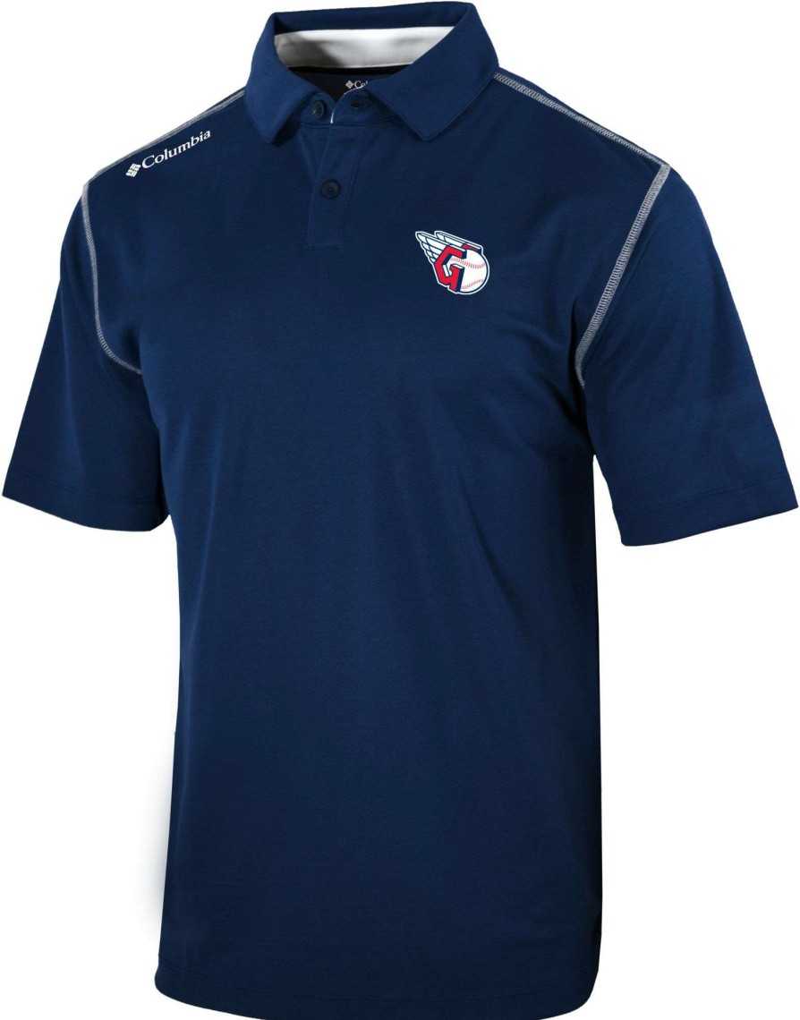 Shirts * | Columbia Men'S Cleveland Guardians Navy Shotgun Polo