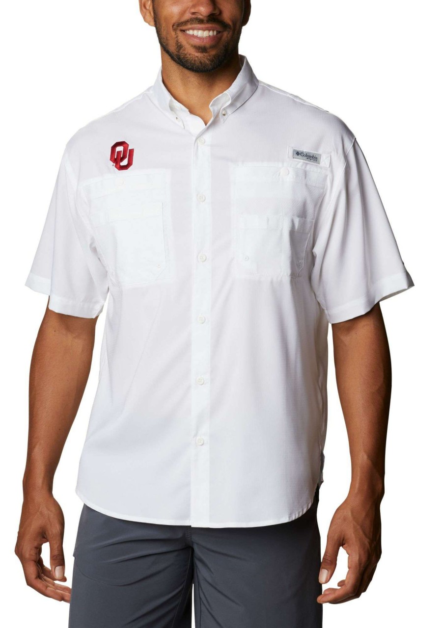 Shirts * | Columbia Men'S Oklahoma Sooners Tamiami Button Down White Shirt