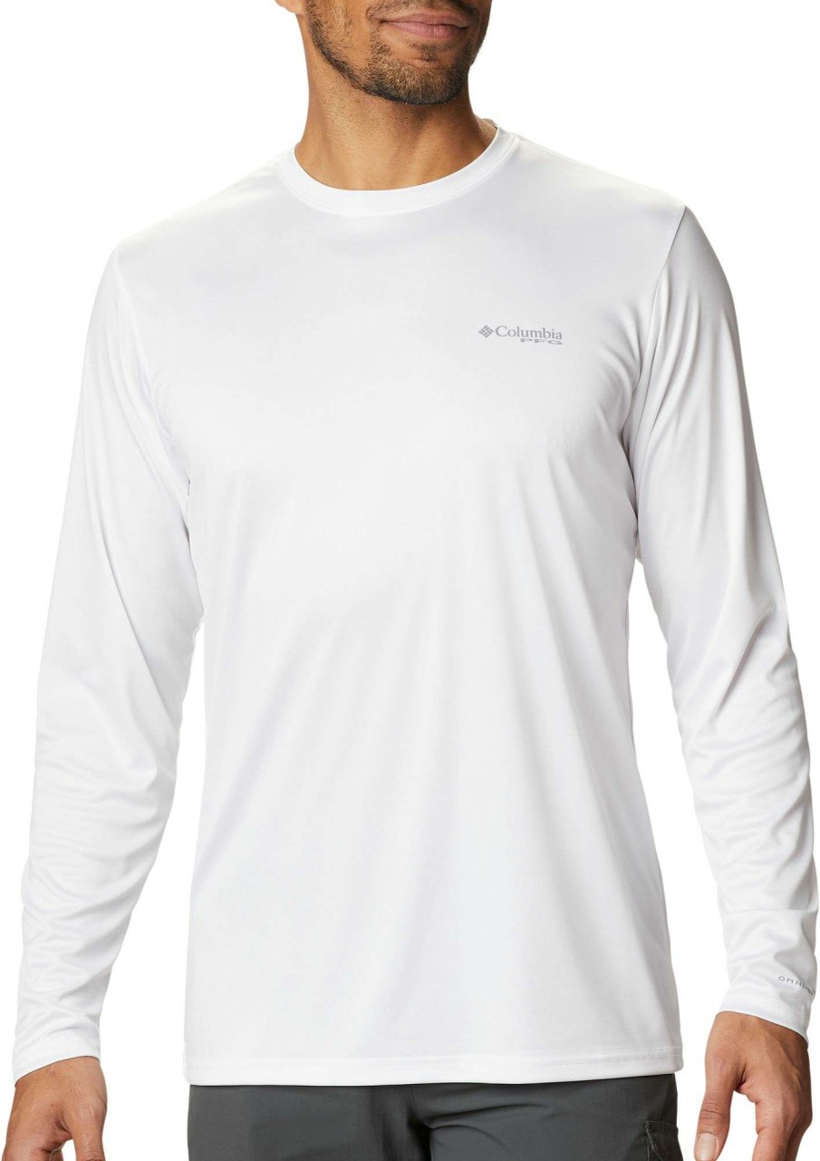 Shirts * | Columbia Men'S Terminal Tackle Vintage Fishing Long Sleeve T-Shirt White/Marlin