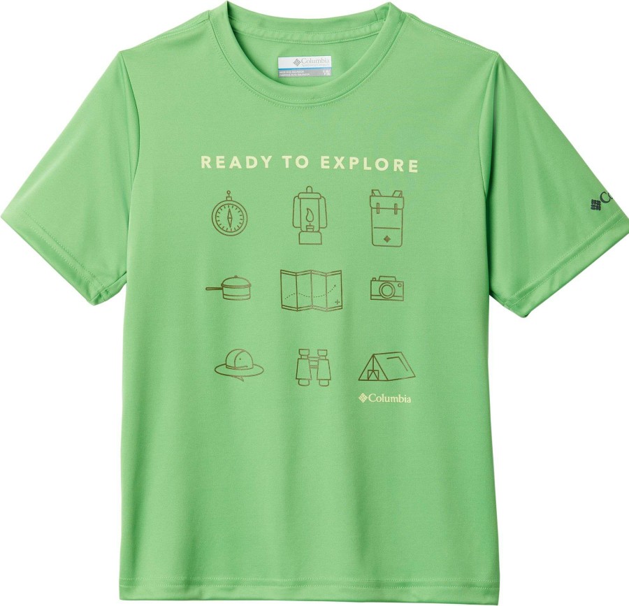 Shirts * | Columbia Boys' Grizzly Grove Graphic T-Shirt Green Boa Explore Icons