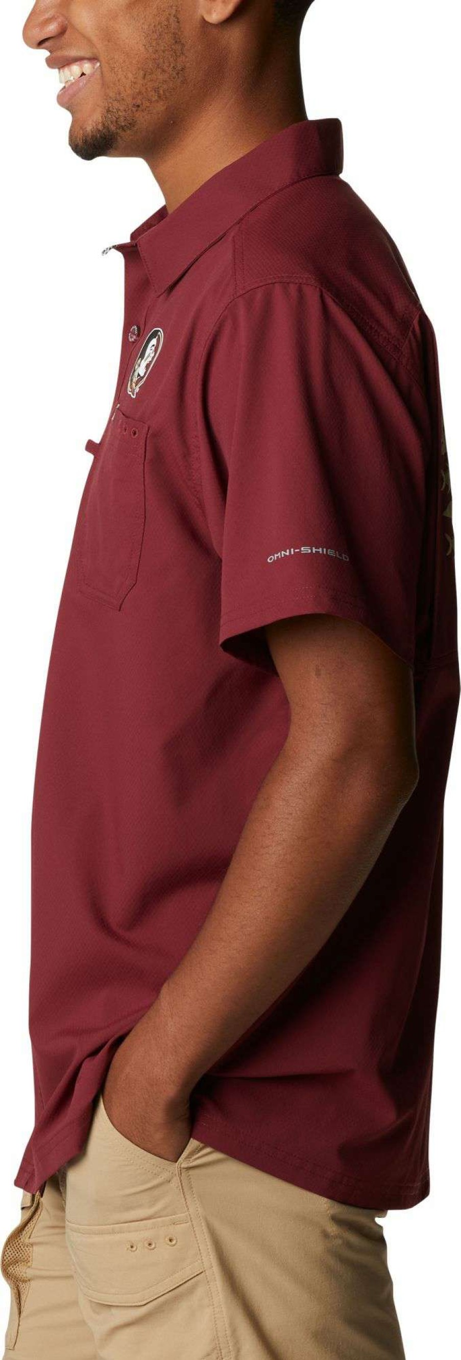 Shirts * | Columbia Men'S Florida State Seminoles Garnet Slack Tide Button-Down Shirt